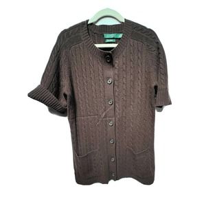 Lauren Ralph Lauren Cashmere Cable Knit Sweater L Women Brown Cozy Classic